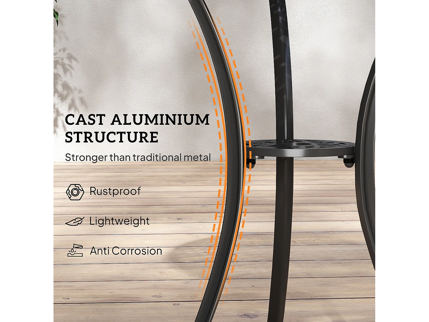 Sazzotti Brown Cast Aluminium Bistro Set 2 Armchairs and Round Table
