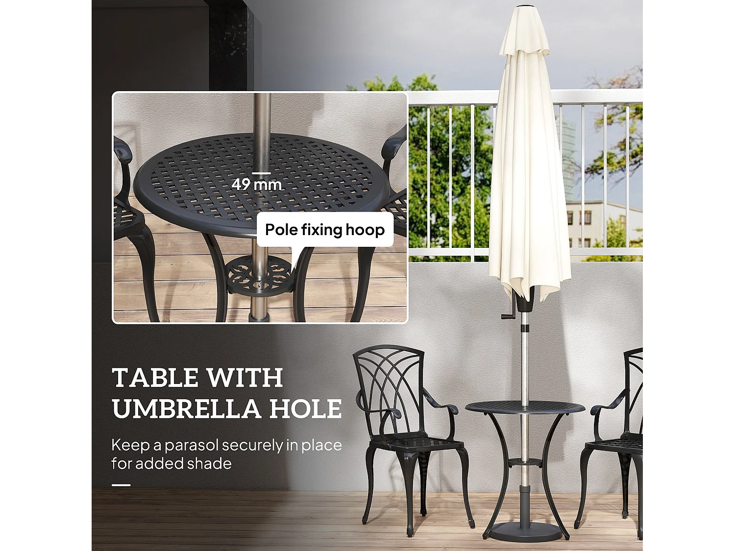 Sazzotti Brown Cast Aluminium Bistro Set 2 Armchairs and Round Table