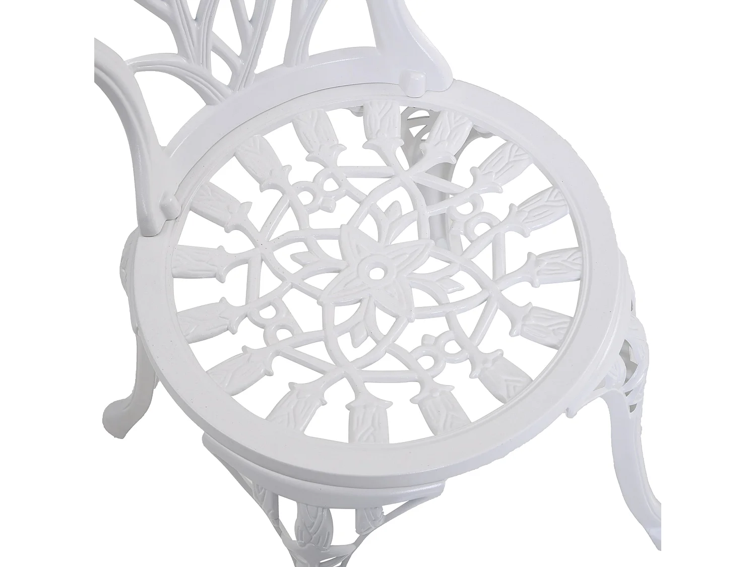 Vitano 3 Piece Cast Aluminium Bistro Set White Table and 2 Chairs