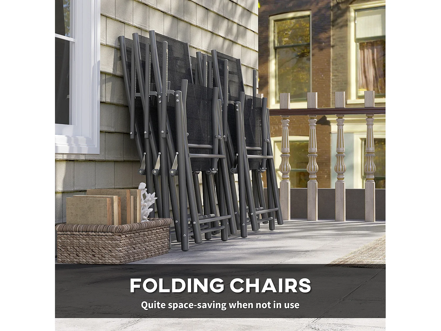Cosuri 6 Seater Grey Outdoor Dining Set Extendable 90 to 180cm Table with 6 Folding Mesh Chairs