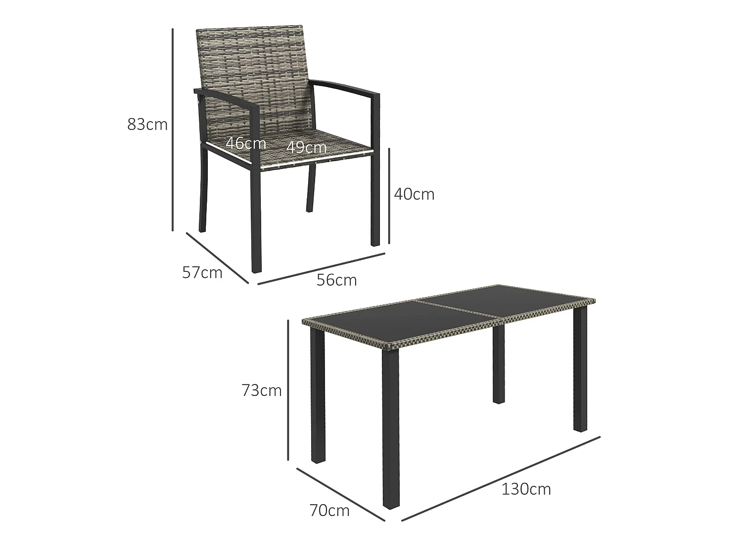 Saka Rattan 4 Seater Outdoor Dining Set with Tempered Glass Table and Chairs