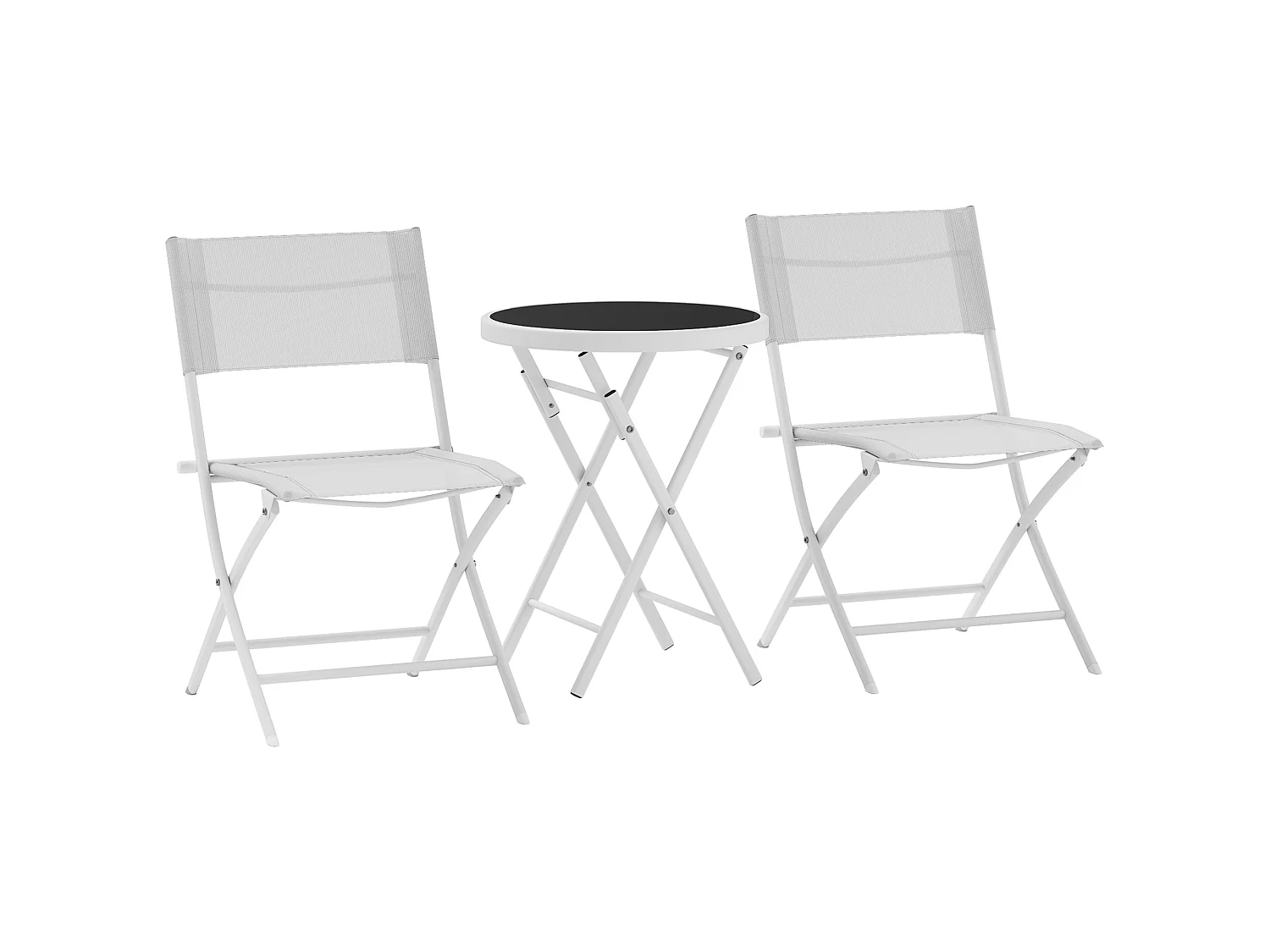Lafiyo 3 Piece White Outdoor Bistro Set with Folding Chairs