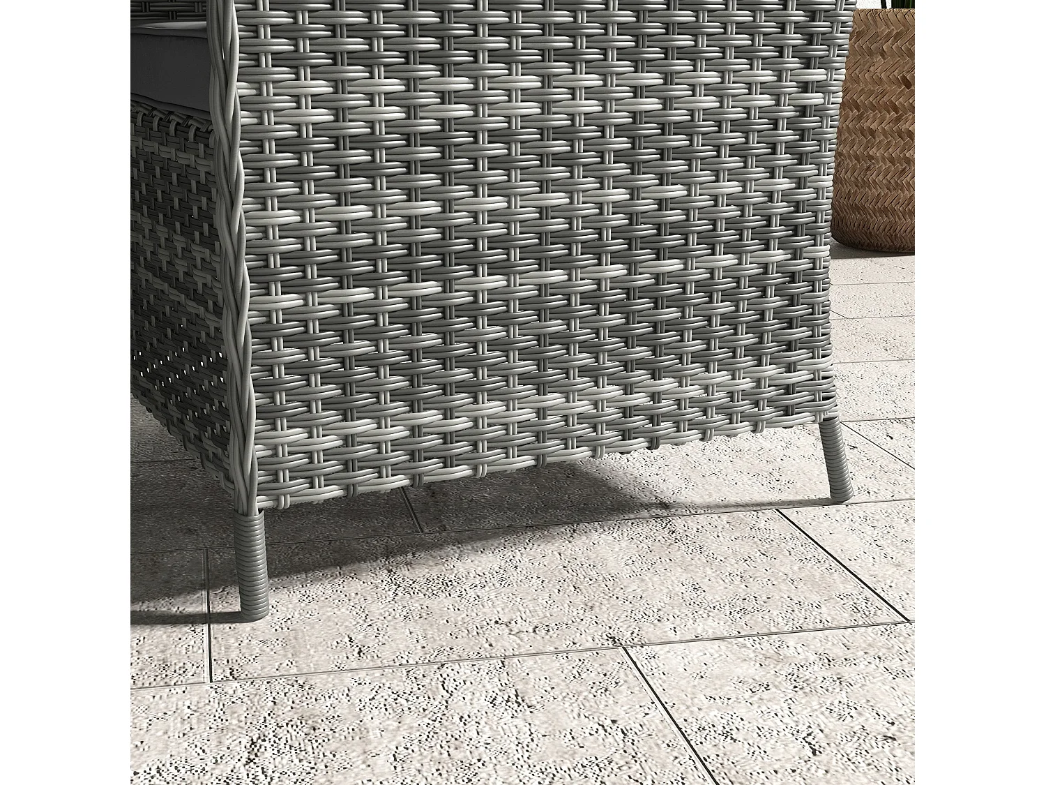 Rolana Nivi 4 Seater Rattan Outdoor Dining Set with Parasol and Cushions