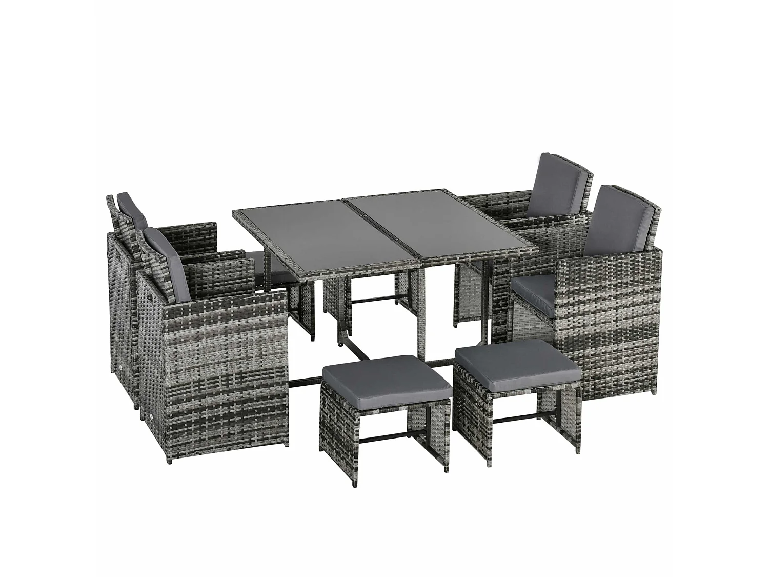 Vidiva Viha Faux Rattan 8 Seater Outdoor Dining Set Mixed Grey