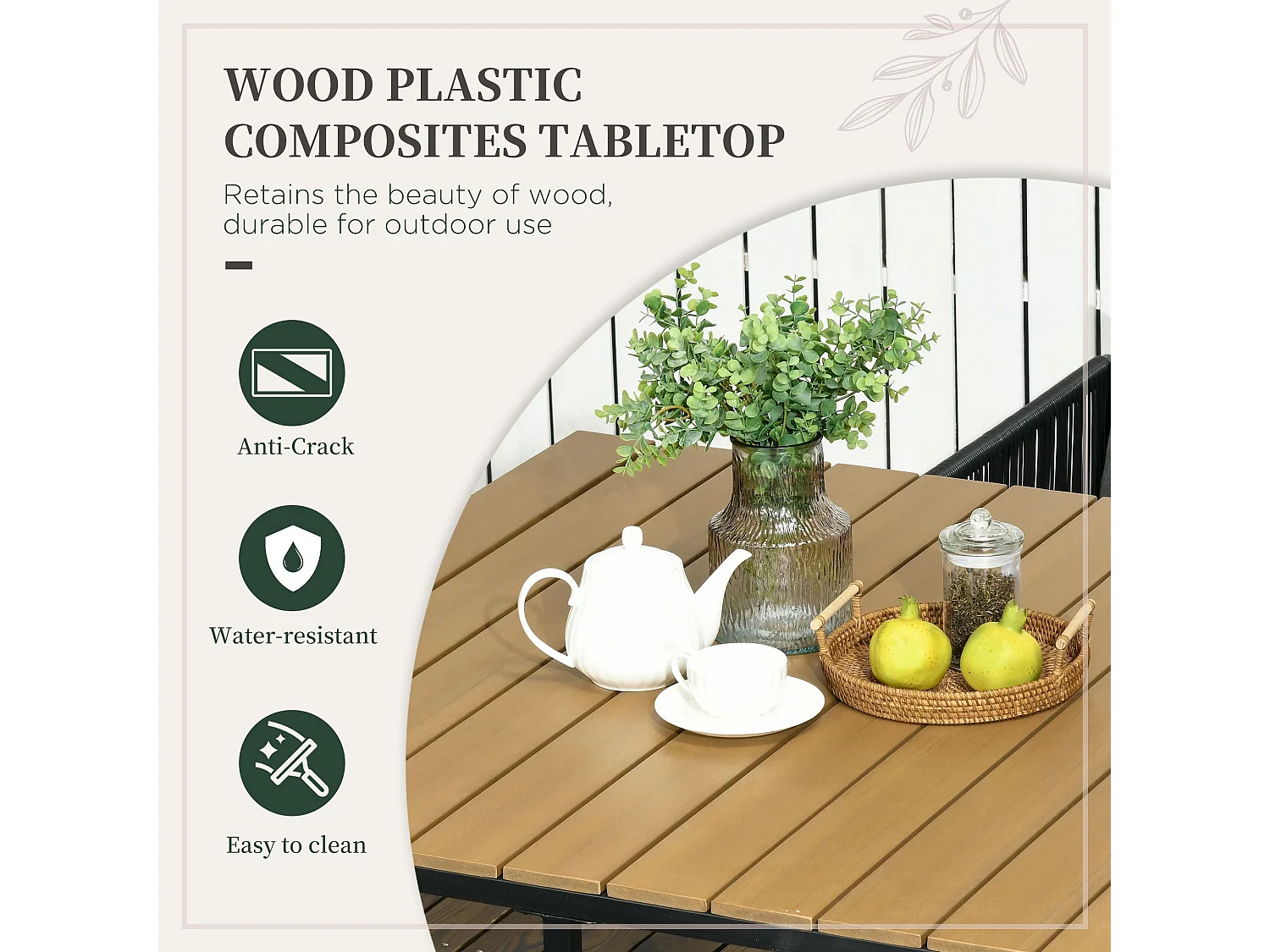 Lilere 4 Seater Cube Rattan Garden Dining Set with Cushions and Wood Effect Table