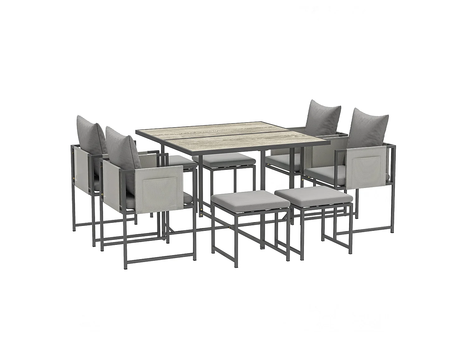 Layori 8 Seater Grey Steel Frame Garden Dining Set