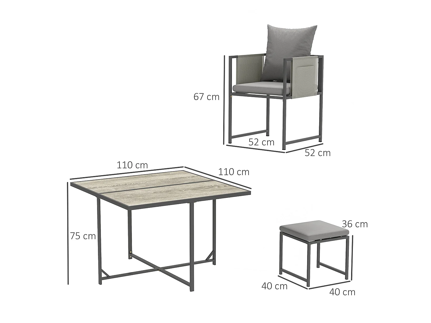 Layori 8 Seater Grey Steel Frame Garden Dining Set