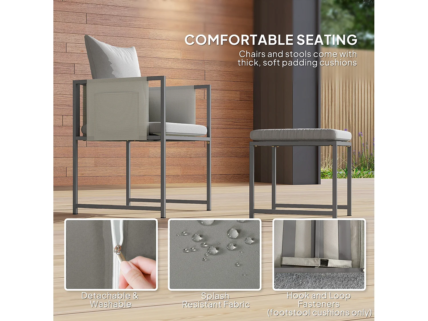 Layori 8 Seater Grey Steel Frame Garden Dining Set