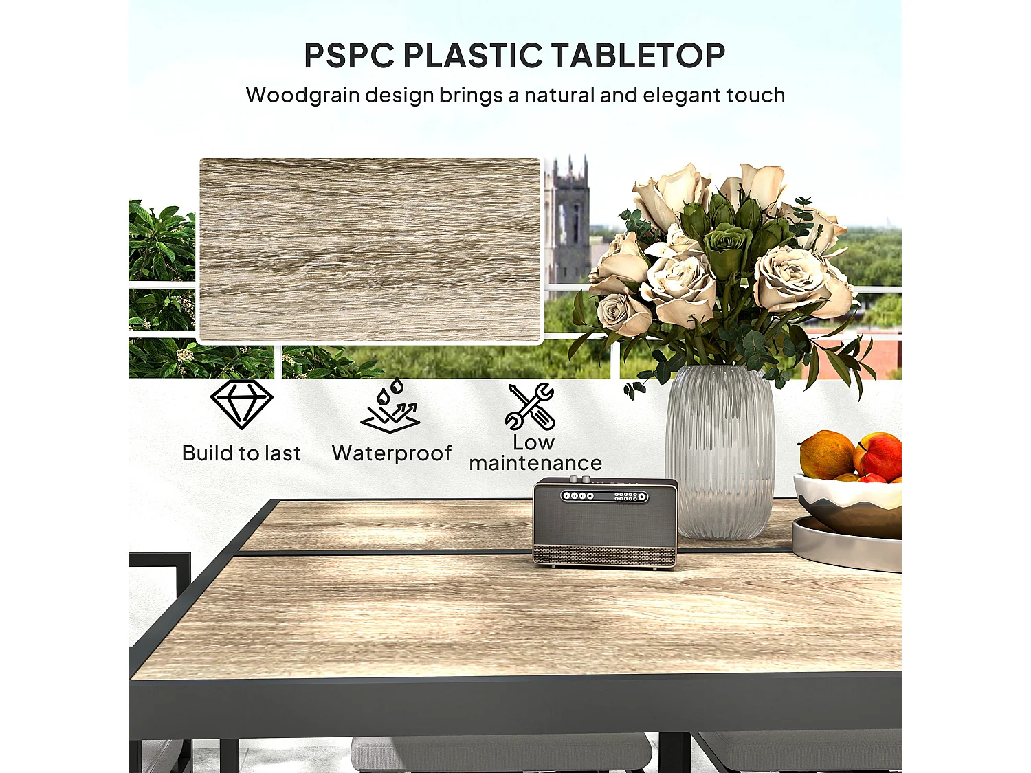 Layori 8 Seater Grey Steel Frame Garden Dining Set