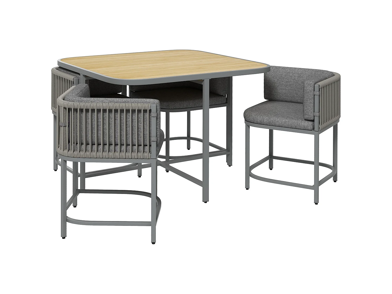 Vidi Grey Rattan Style 4 Seater Cube Garden Set with Cushions