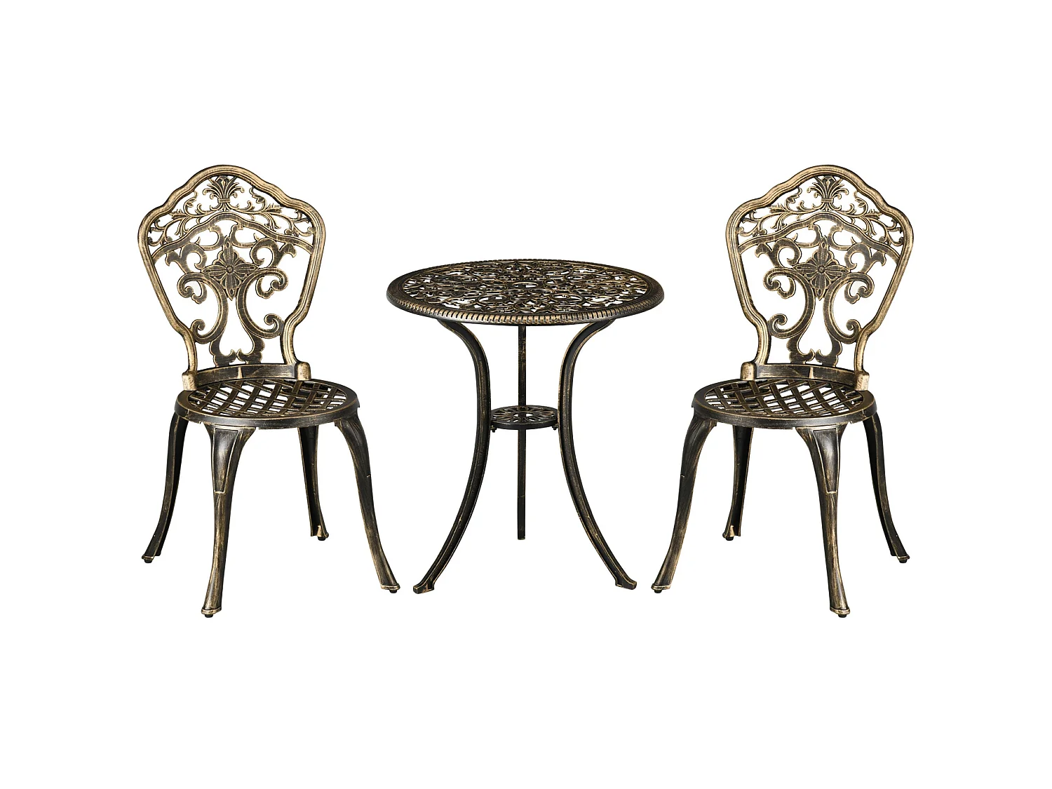 Bava Bronze Cast Aluminium 3 Piece Garden Bistro Set with Parasol Hole