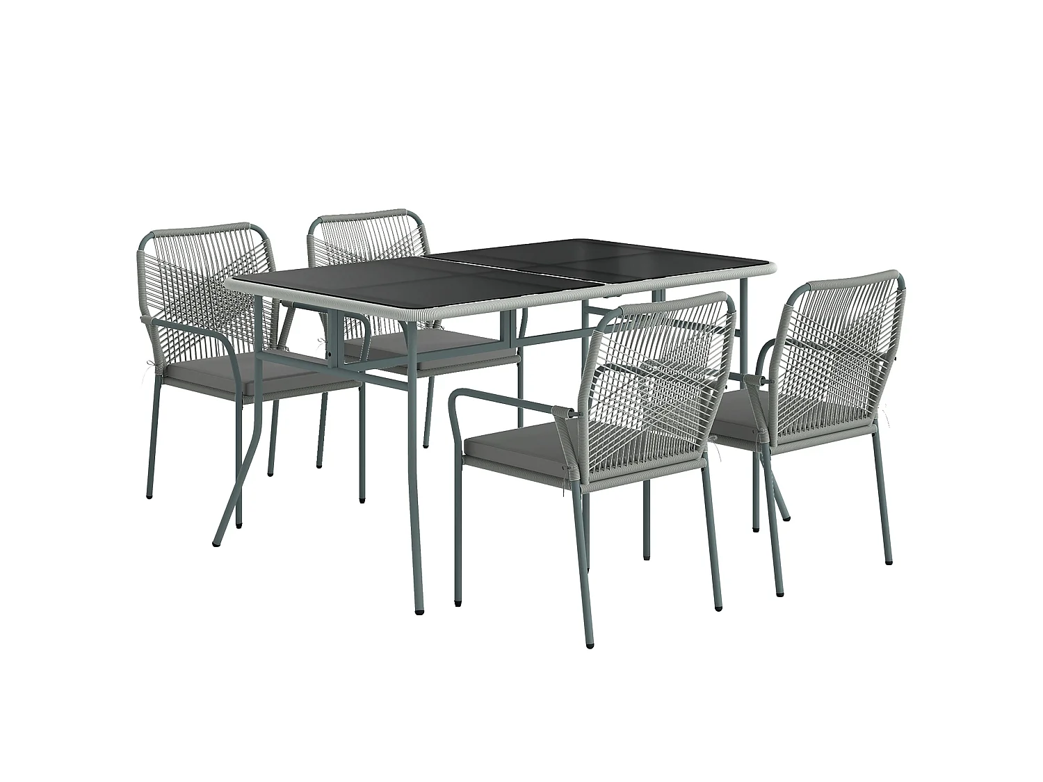 Rolapa 4 Seater Rattan Garden Dining Set with Stackable Armchairs
