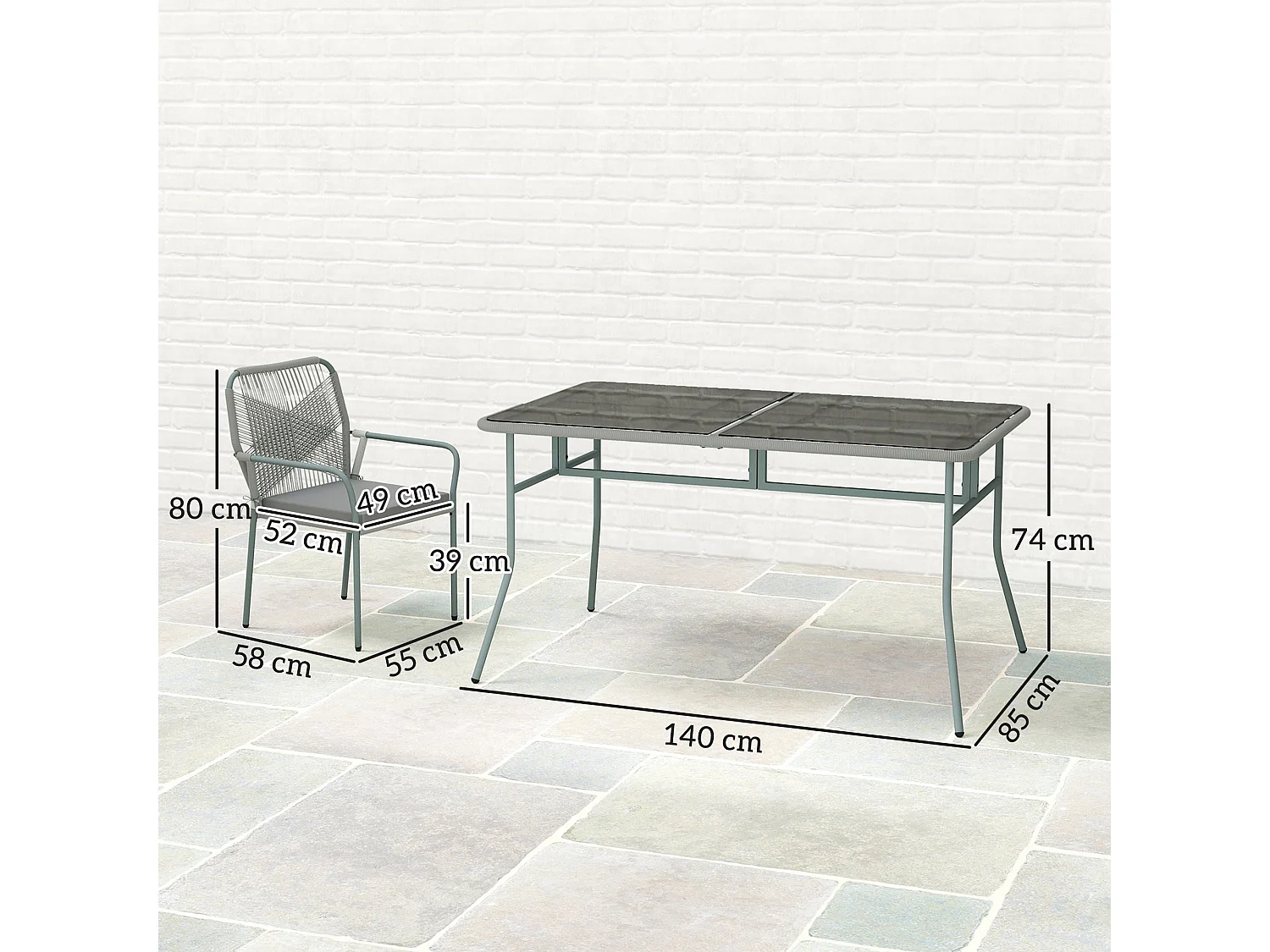 Rolapa 4 Seater Rattan Garden Dining Set with Stackable Armchairs