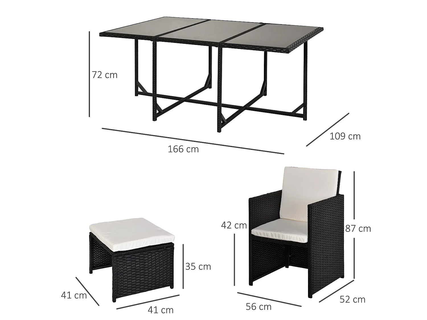 Lokeha 10 Seater Black and Milk White Rattan Outdoor Dining Set