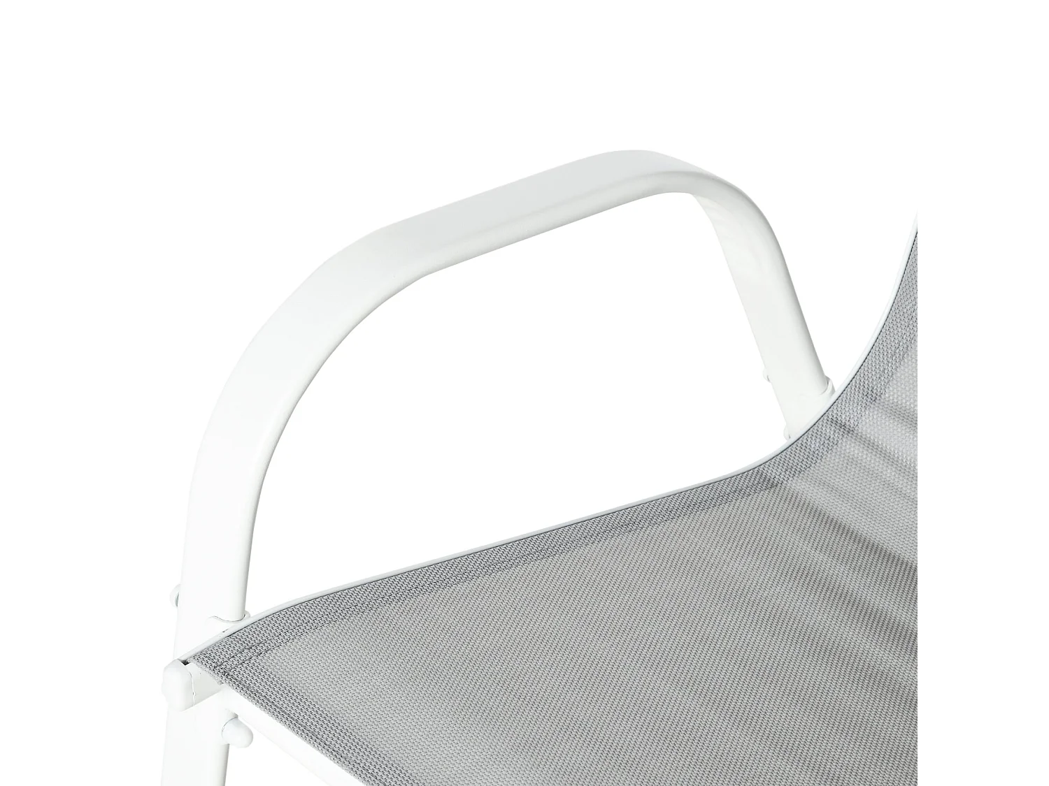 Niseso 6 Seater Outdoor Dining Set White Metal Frame Light Grey Mesh Chairs Tempered Glass Table