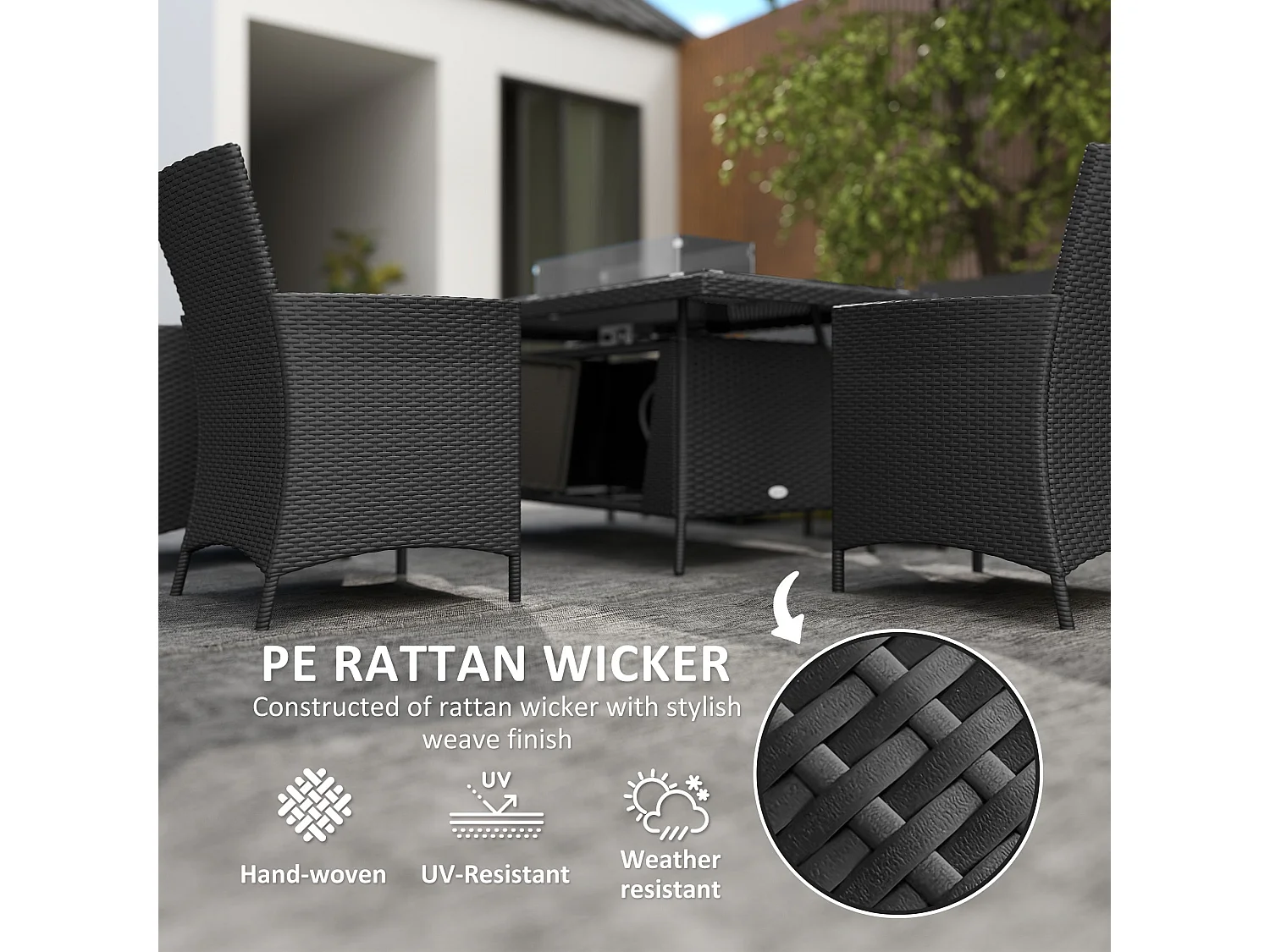 Lemadi Rattan 6 Seater Outdoor Dining Set with Fire Pit Table