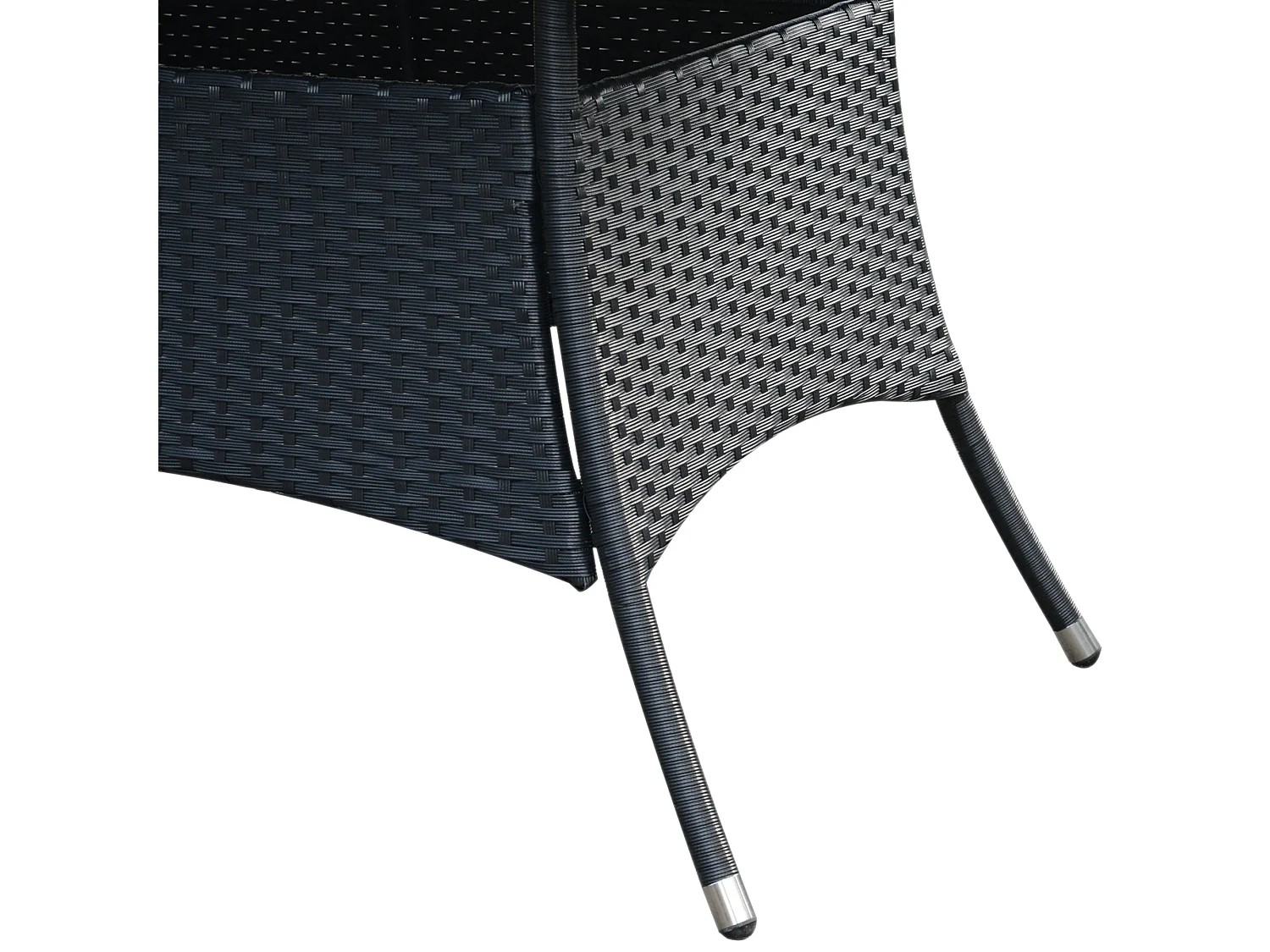 Loreke Black Rattan 6 Seater Outdoor Dining Set Glass Top Table 6 Armchairs