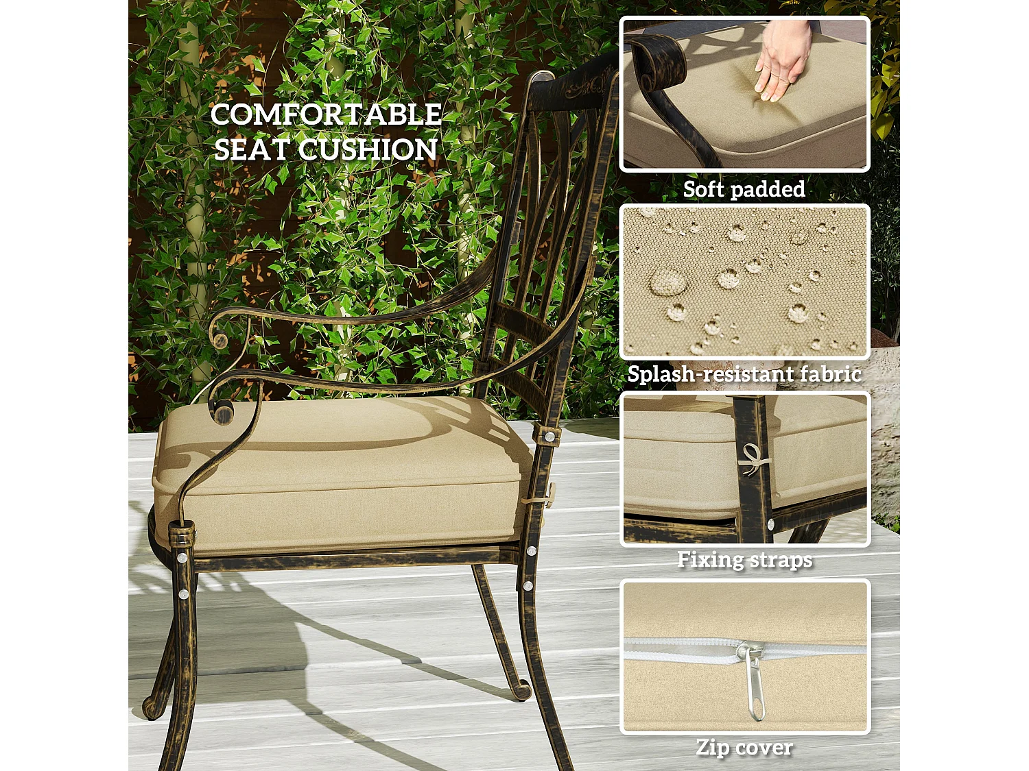 Vesuno 8 Seater Bronze Cast Aluminium Garden Dining Set with Parasol Hole