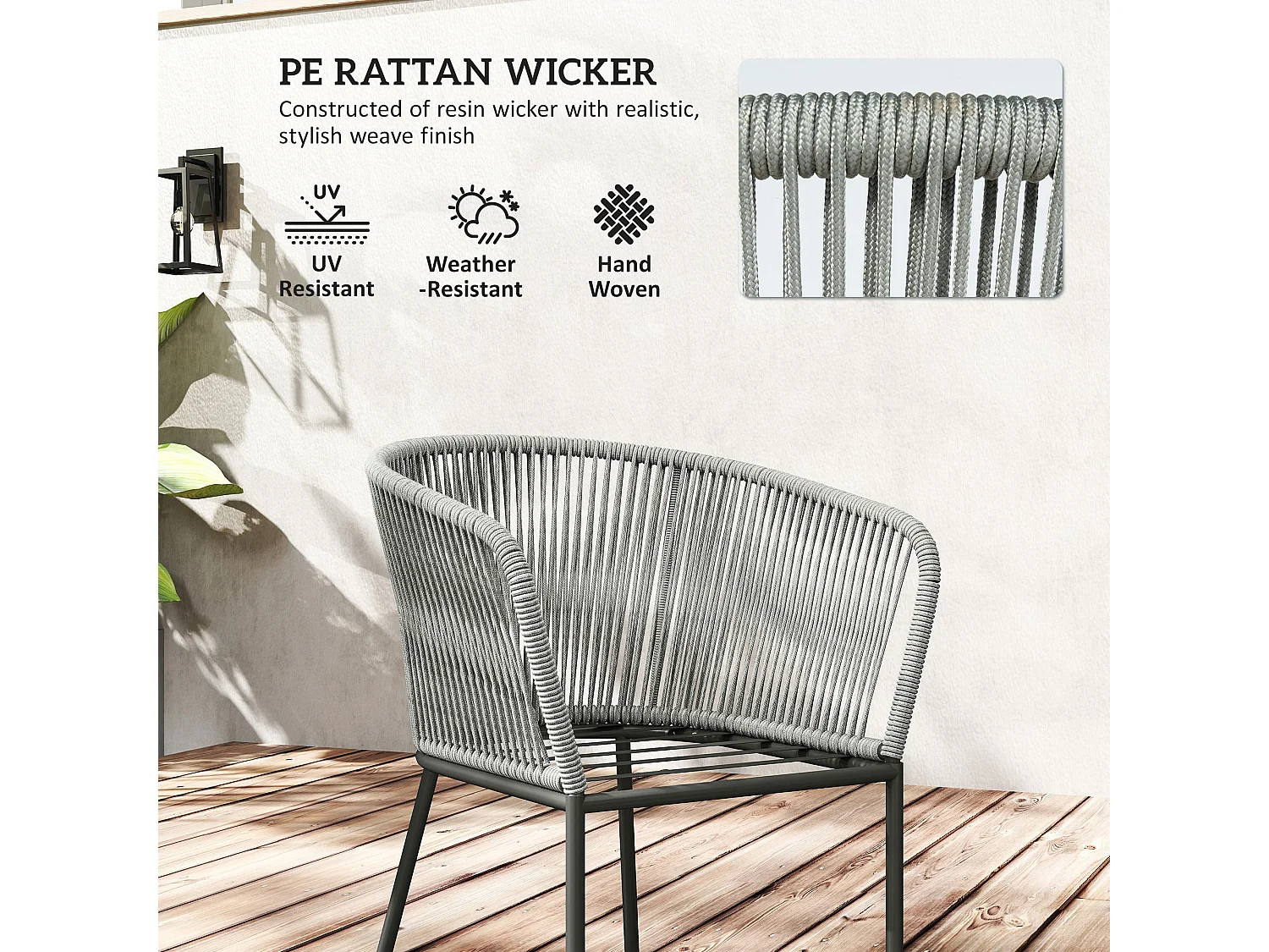 Riluvi Grey 6 Seater Rattan Outdoor Dining Set with Acacia Wood Top and Cushioned Chairs
