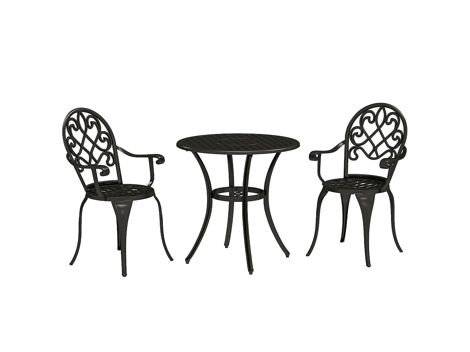 Ninette Black Aluminium 3 Piece Bistro Set 2 Seats Rust Resistant