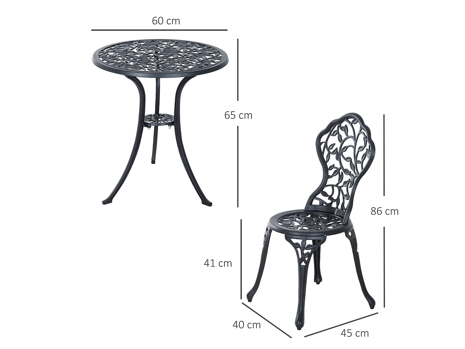 Kanesu 3 Piece Aluminium Bistro Dining Set Antique Black