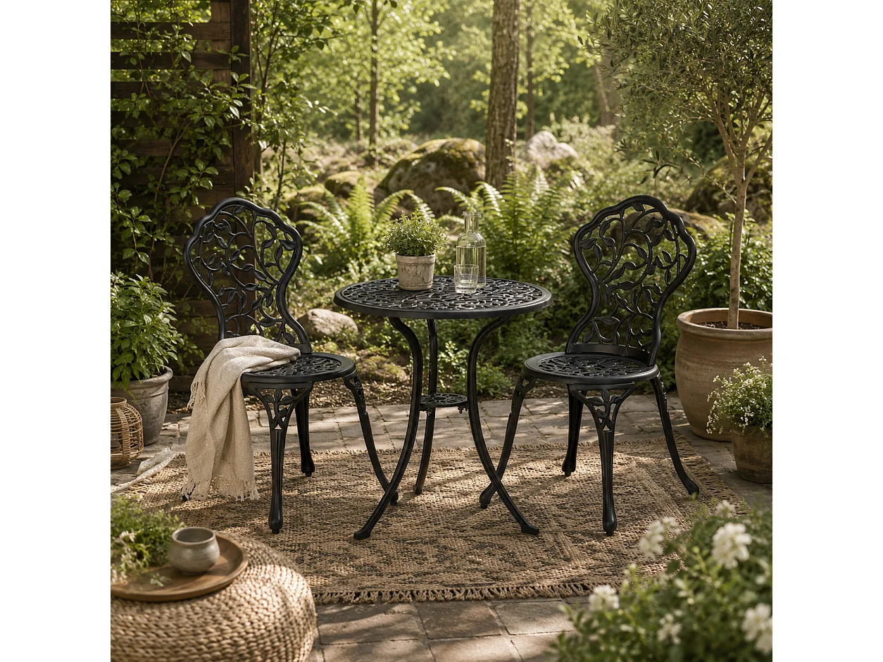 Kanesu 3 Piece Aluminium Bistro Dining Set Antique Black