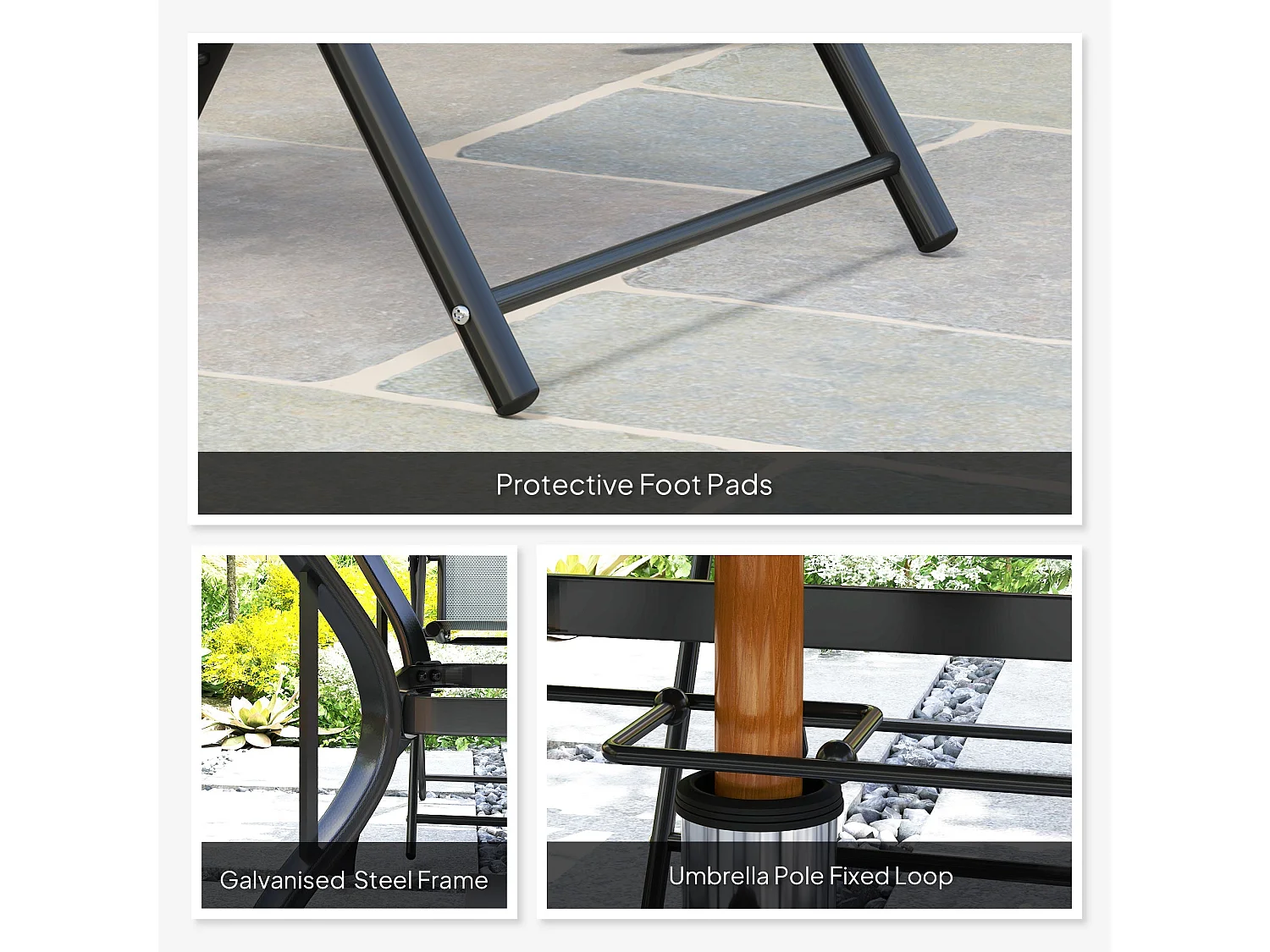 Mattilo 4 Seater Light Grey Mesh and Black Steel Frame Outdoor Dining Set