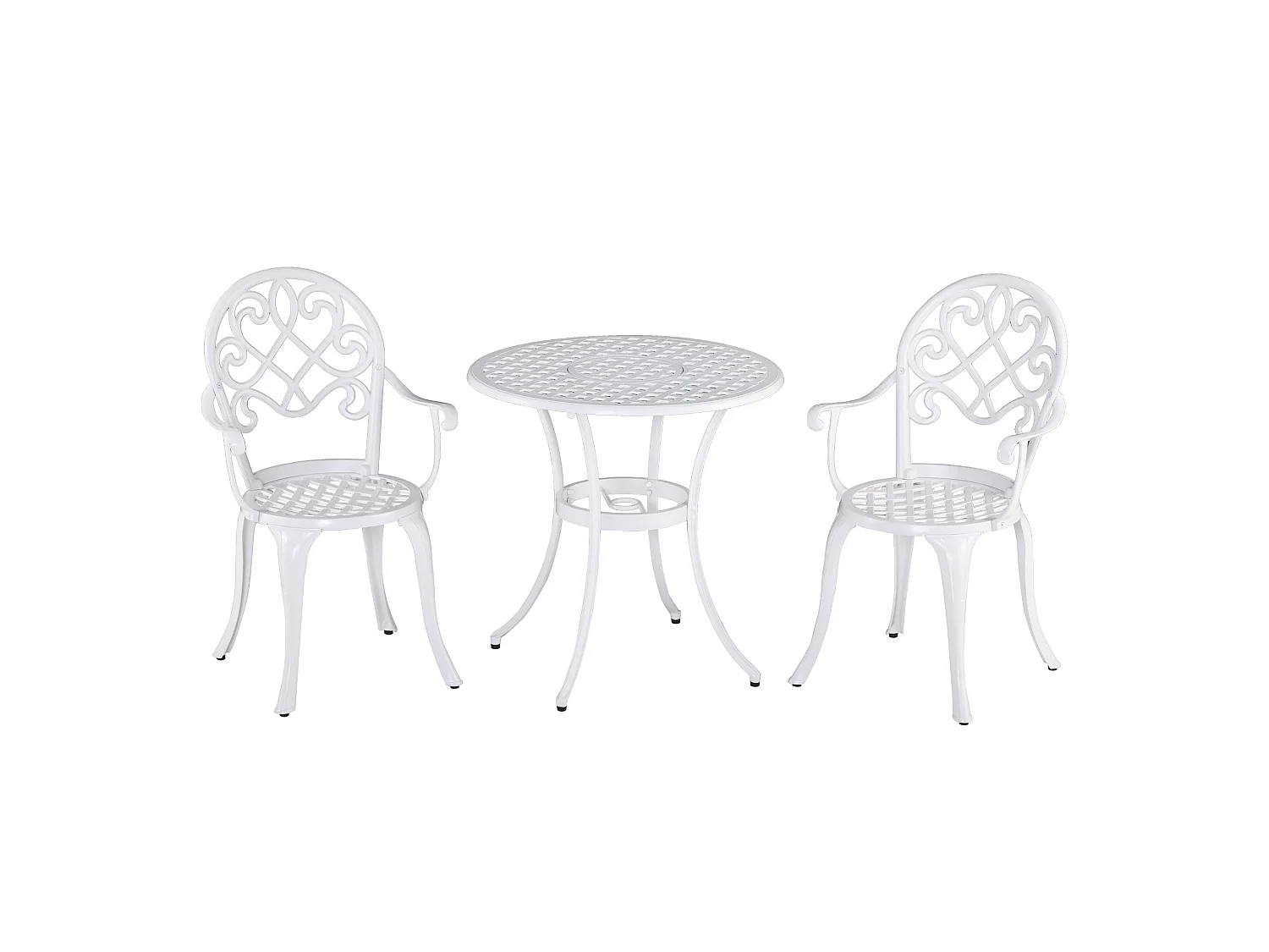 Safa 3 Piece Aluminium Bistro Set in White Vintage Style 2 Seats
