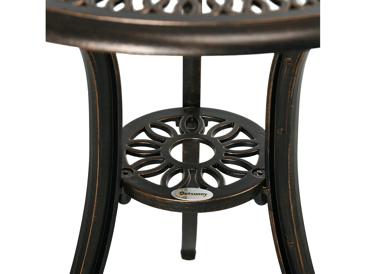 Niso 3 Piece Bronze Tone Aluminium Bistro Set Round Table with Parasol Hole and 2 Chairs
