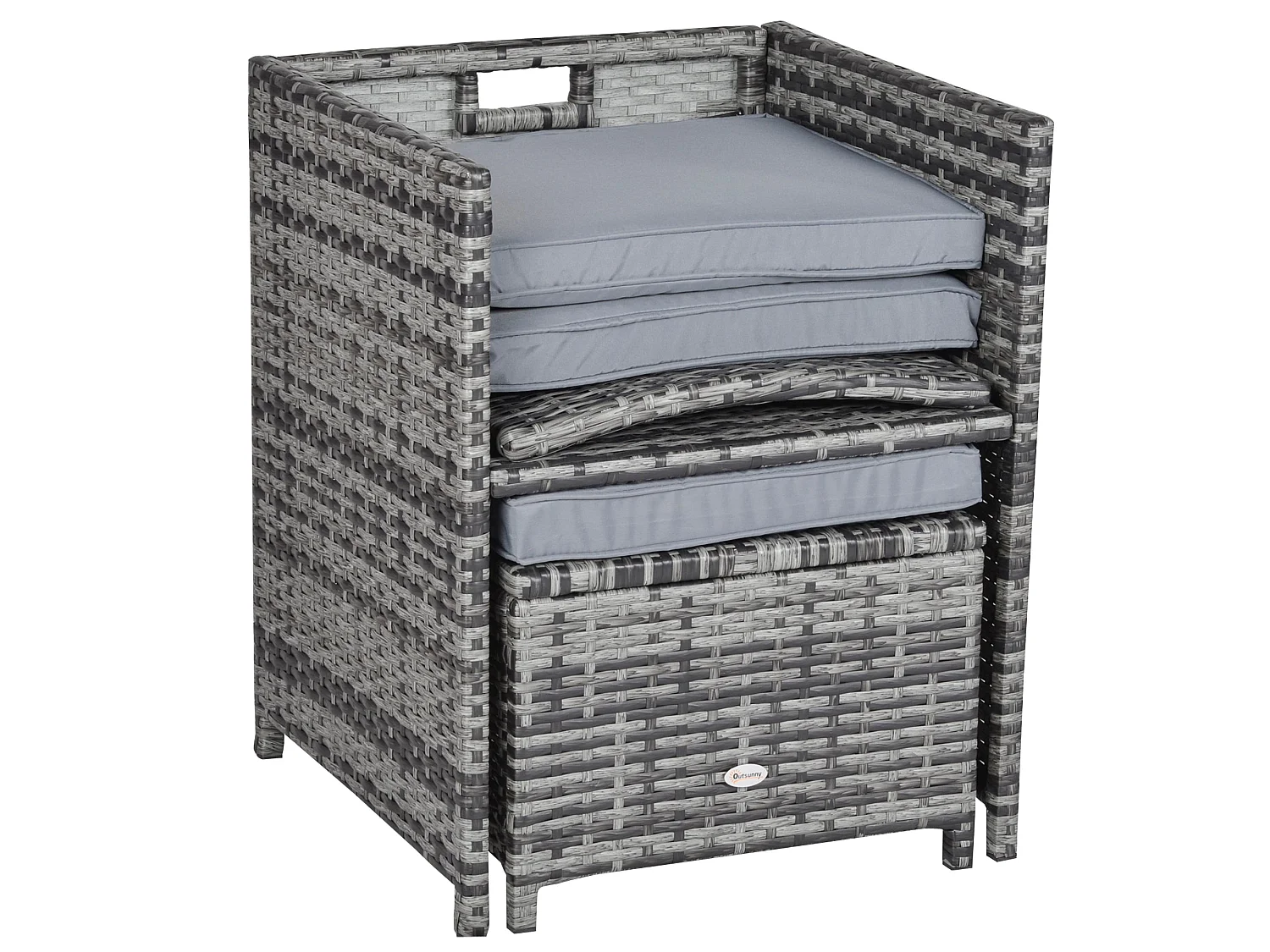Noco Grey 8 Seater Outdoor Rattan Dining Set with Armchairs and Footstools