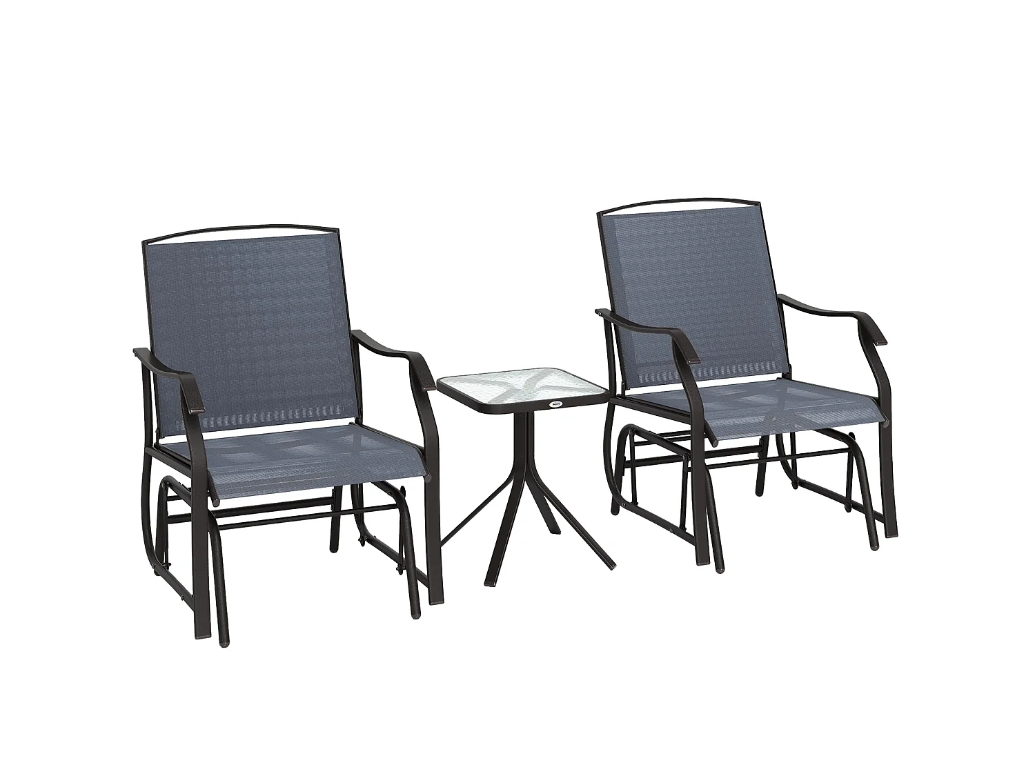 Banafa 3 Piece Outdoor Glider Bistro Set 2 Chairs and Table Grey