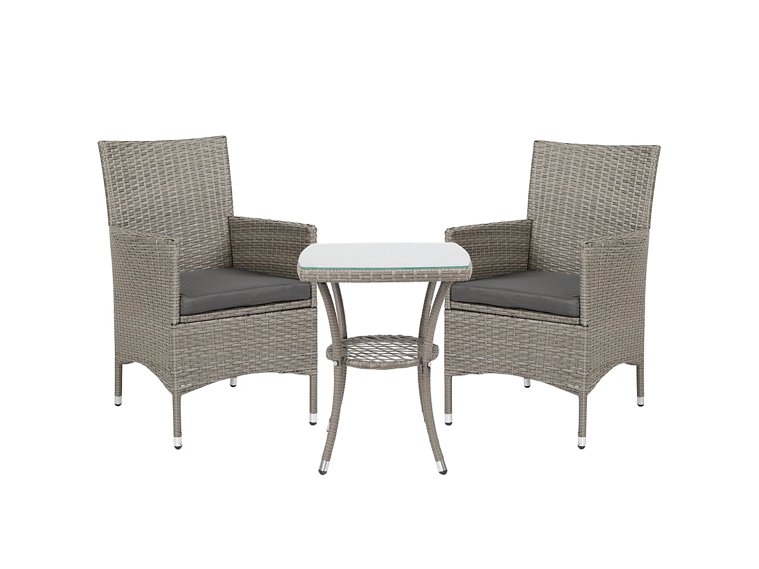 Ranoyo Ziba Grey 3 Piece Rattan Garden Bistro Set with 2 Tier Coffee Table