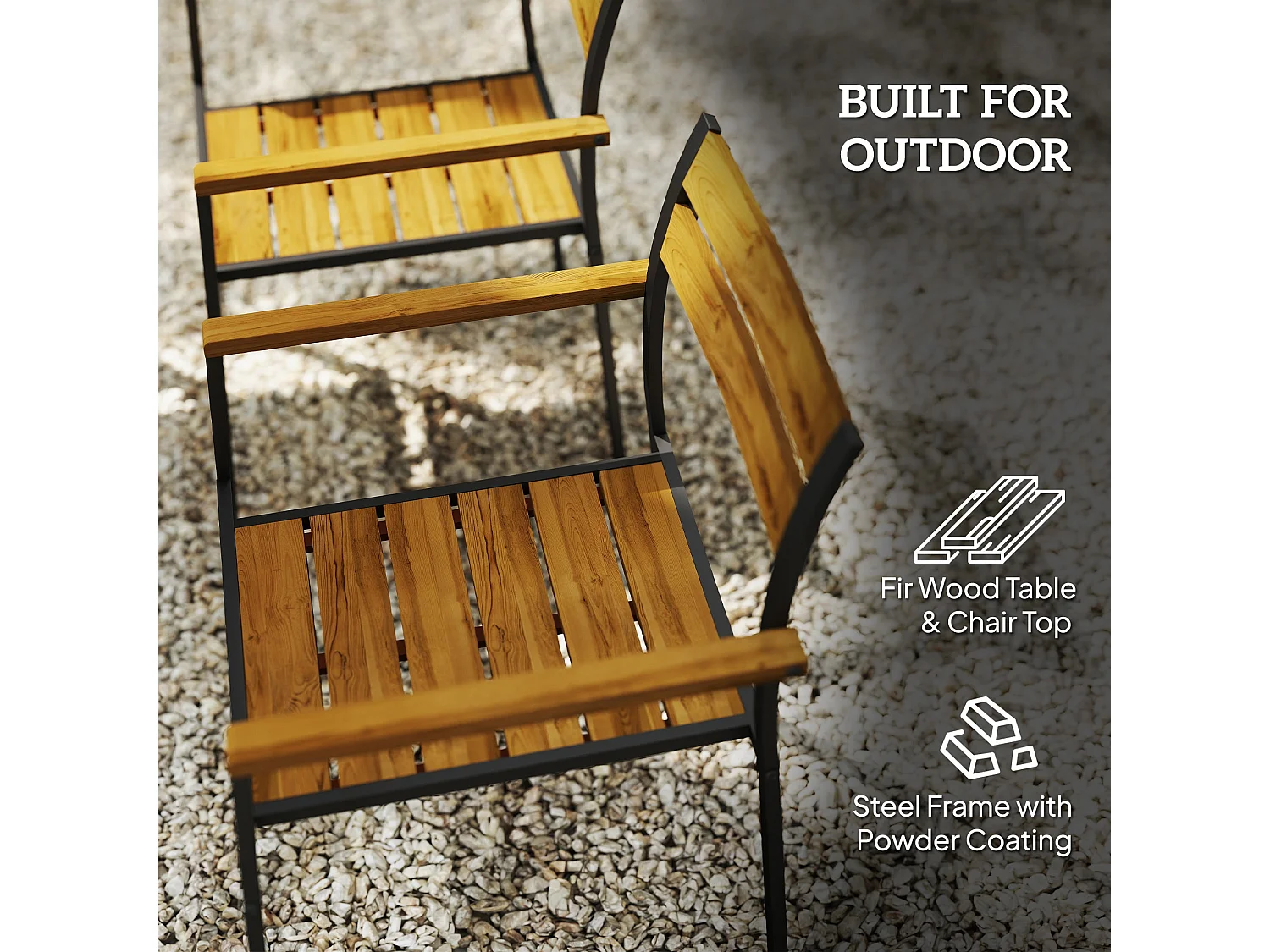 Mafi 6 Seater Wood Panel Outdoor Dining Set Slatted Chairs 175 x 80 x 75cm