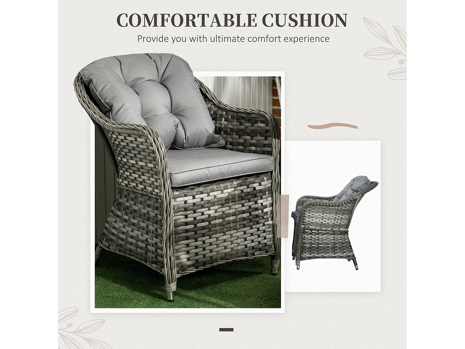 Viviel 6 Seater Grey Rattan Garden Dining Set with Cushioned Seats