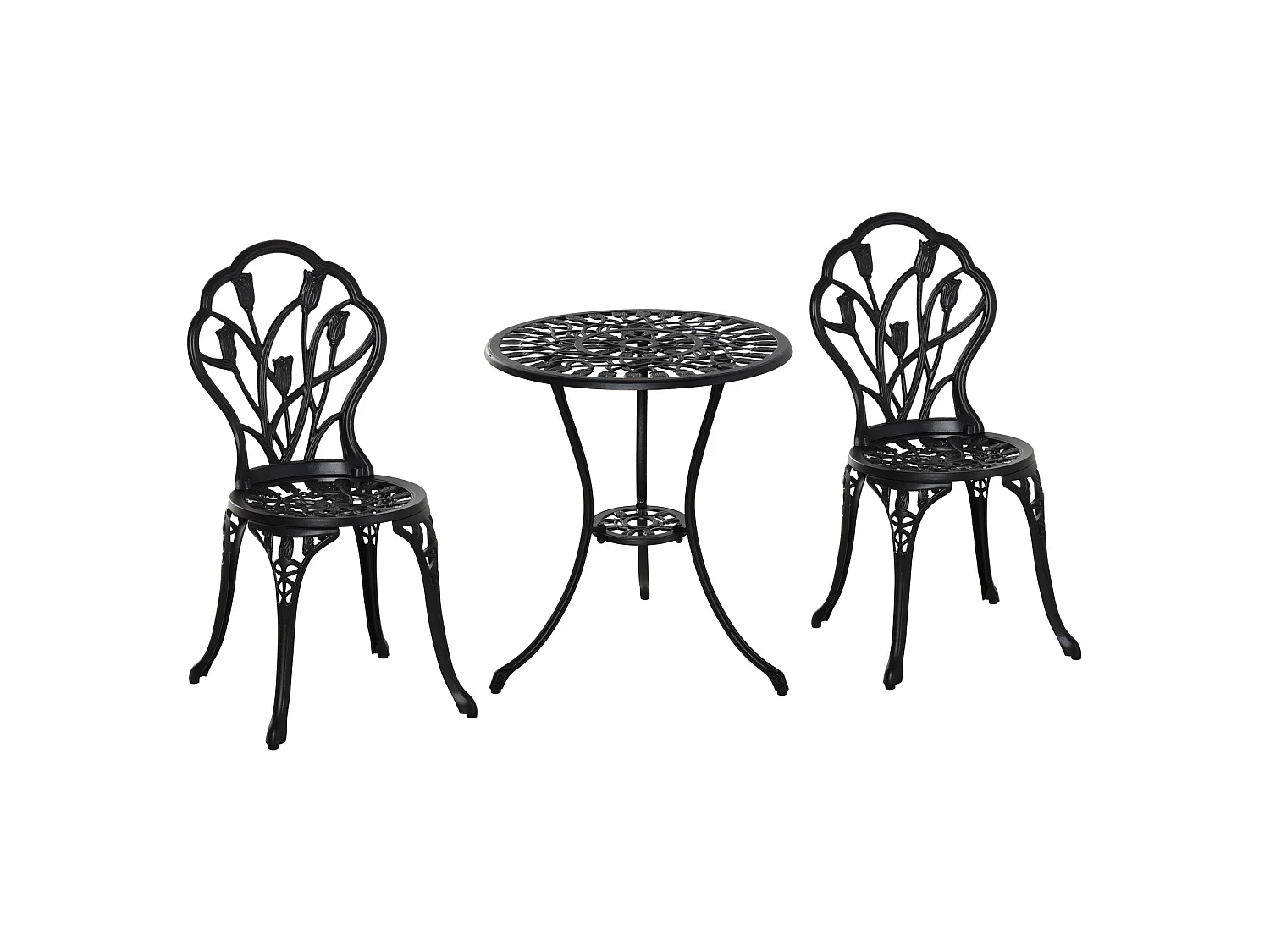 Malutte 3 Piece Aluminium Floral Bistro Set Black