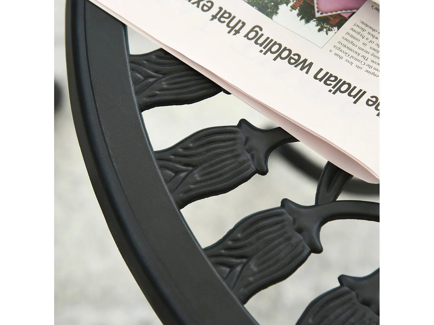Malutte 3 Piece Aluminium Floral Bistro Set Black