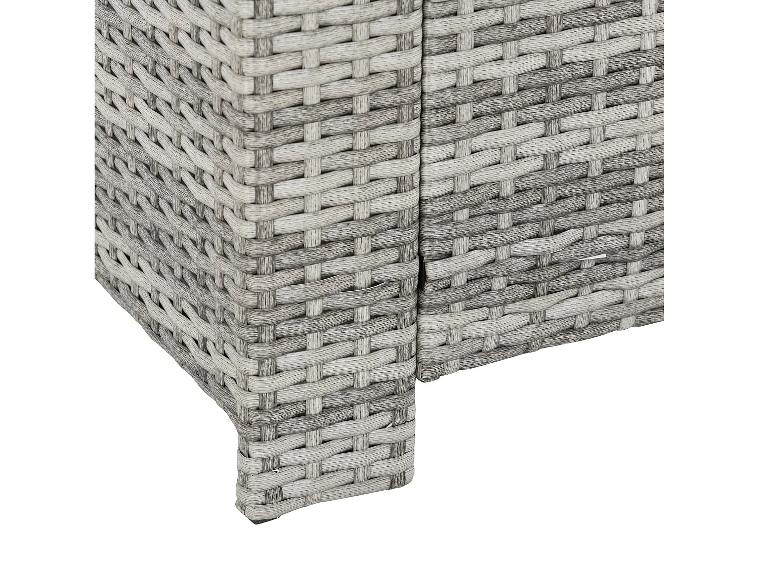 Vire Light Grey Rattan 6 Piece Outdoor Dining Set 3 Seater Sofa 2 Armchairs 2 Stools and Glass Table