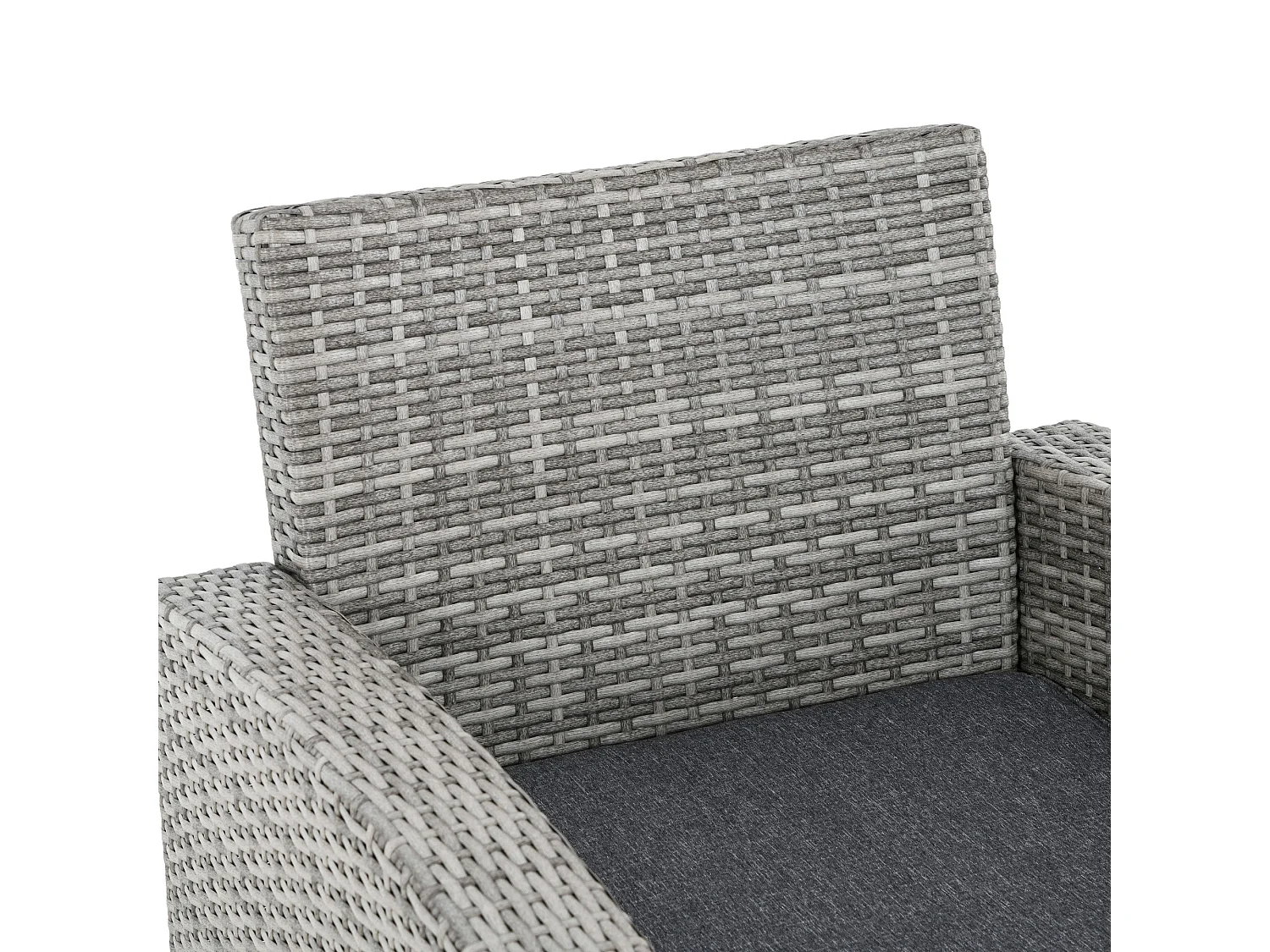 Vire Light Grey Rattan 6 Piece Outdoor Dining Set 3 Seater Sofa 2 Armchairs 2 Stools and Glass Table