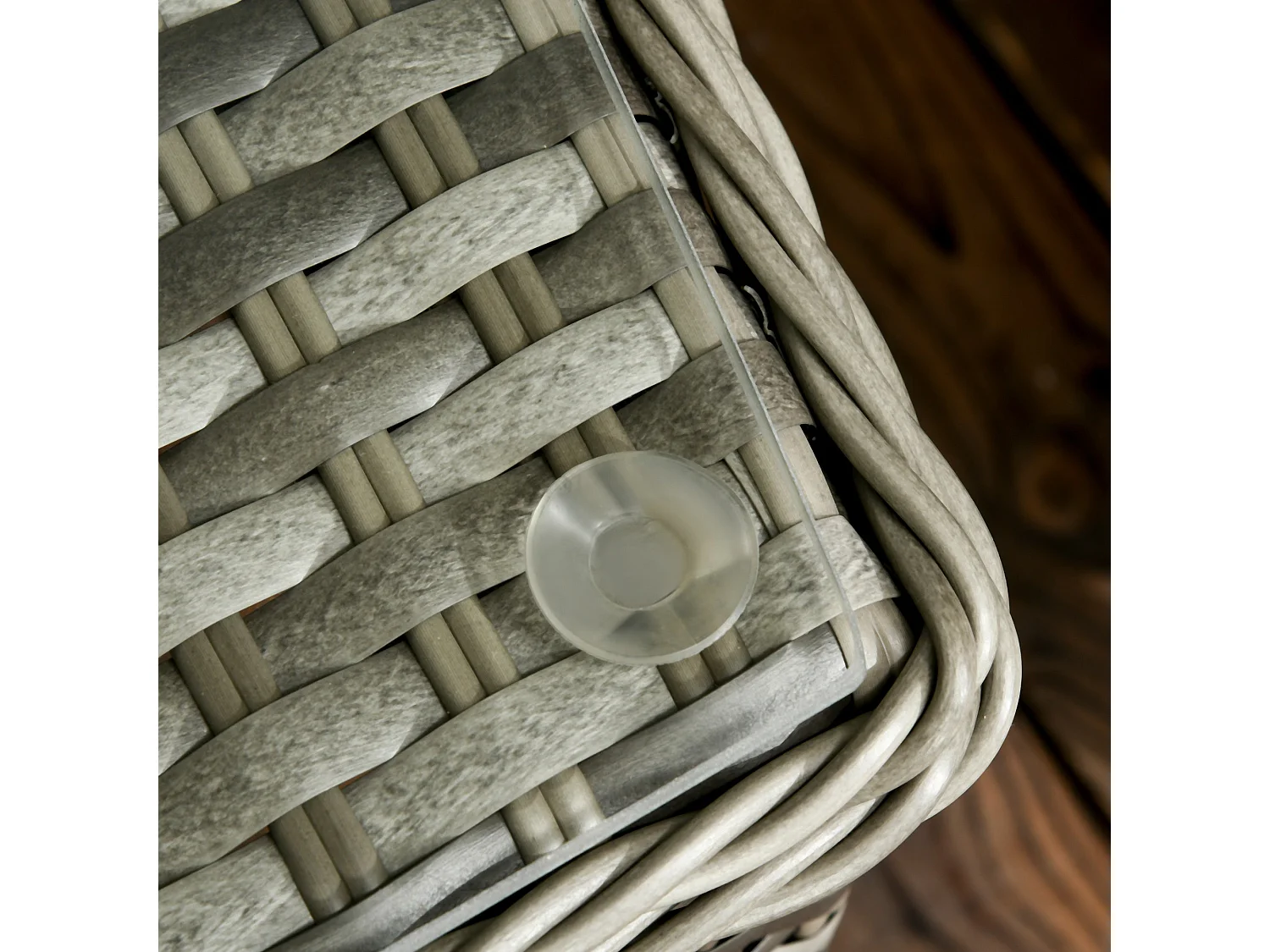 Yosu Grey 3 Piece Rattan Bistro Set with Glass Top Table