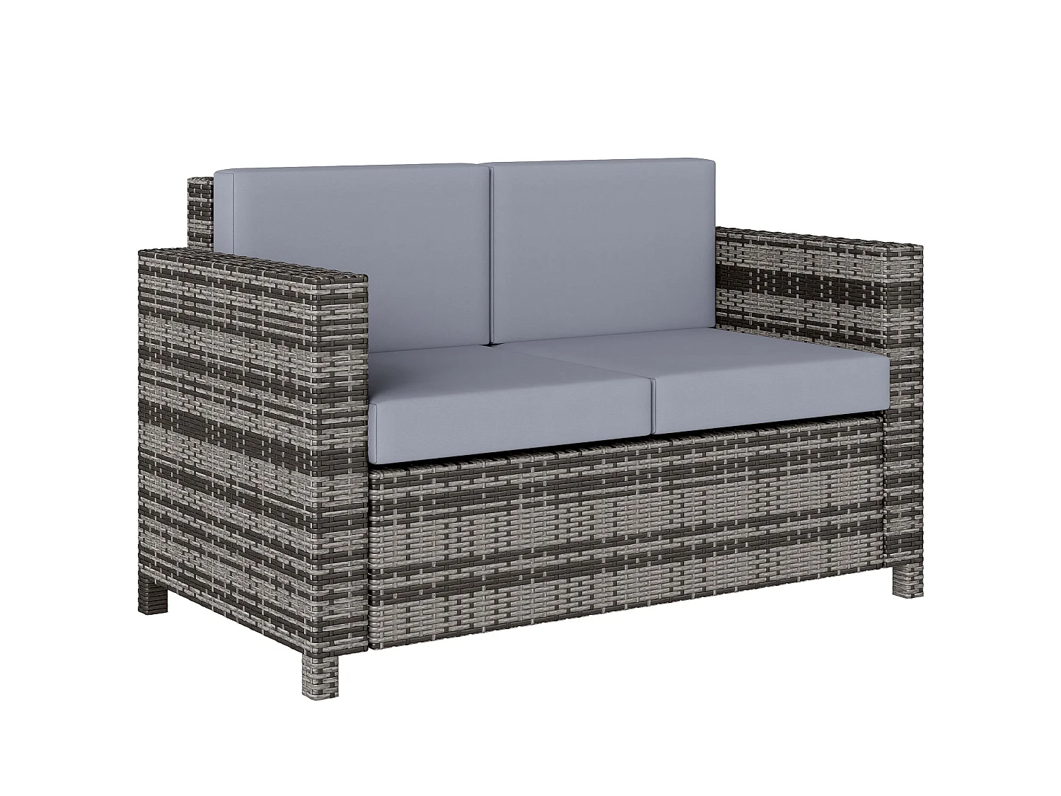 Noluha Grey Rattan 2 Seater Outdoor Sofa with Armrests