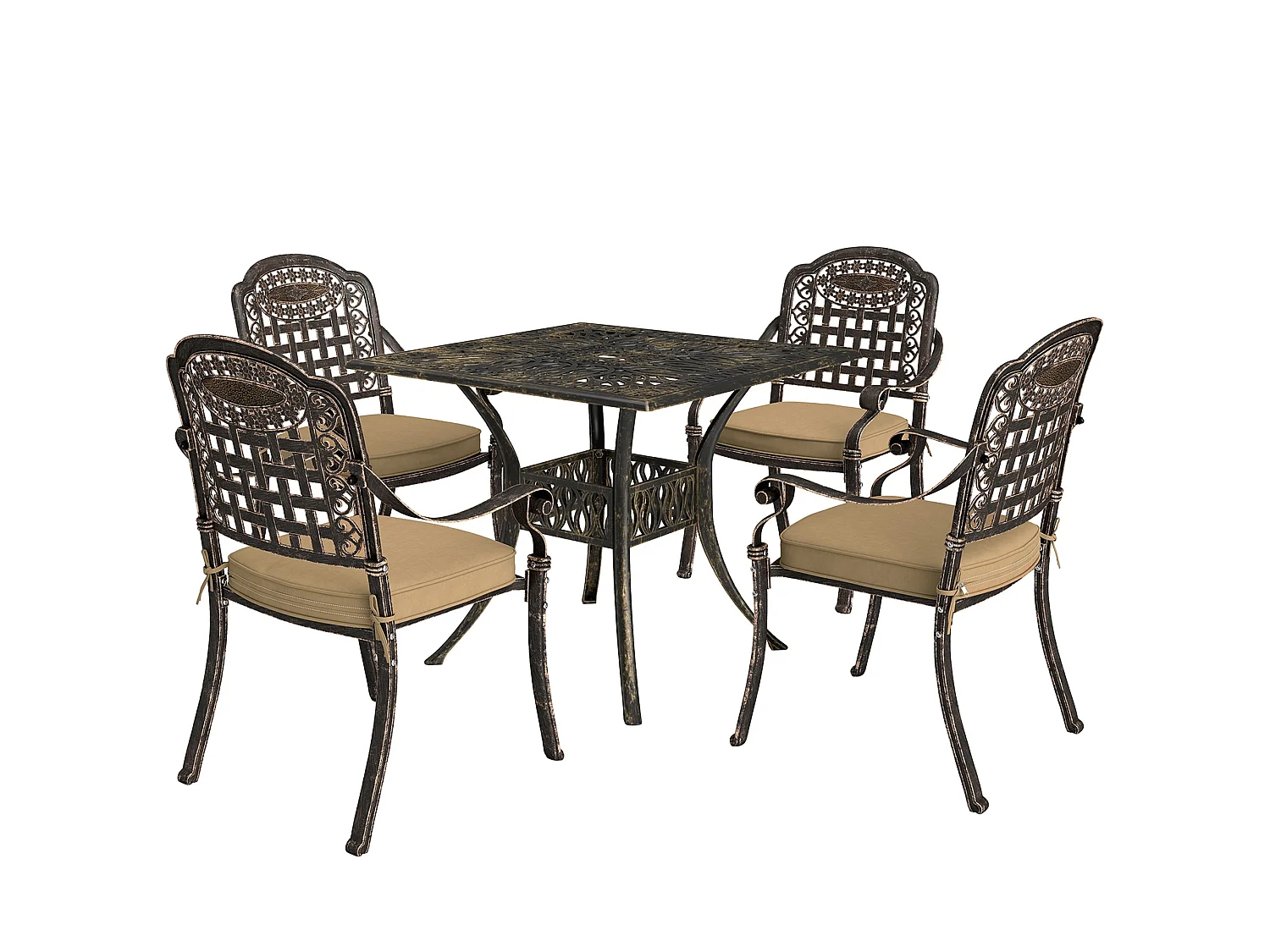 Monake 4 Seater Bronze Cast Aluminium Outdoor Dining Set
