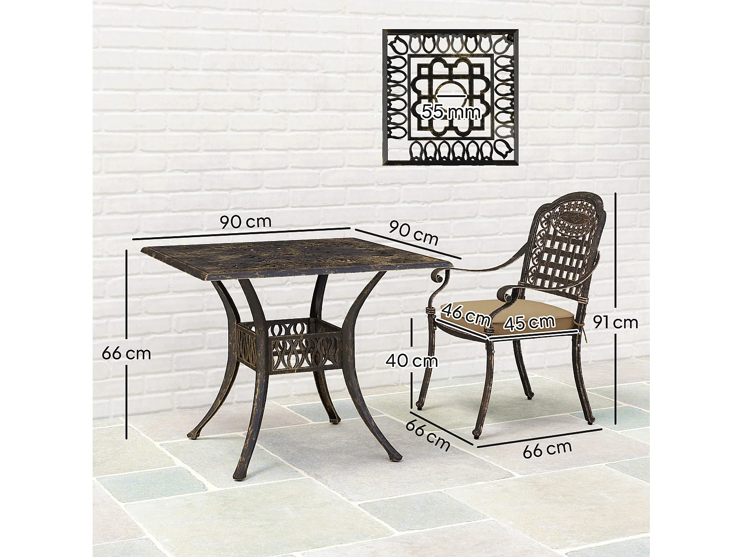 Monake 4 Seater Bronze Cast Aluminium Outdoor Dining Set