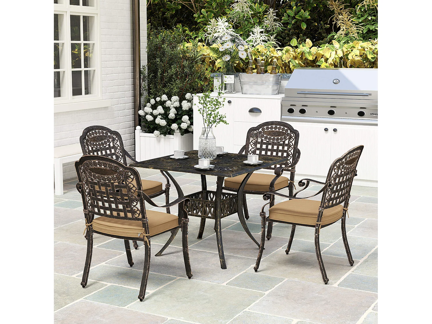 Monake 4 Seater Bronze Cast Aluminium Outdoor Dining Set