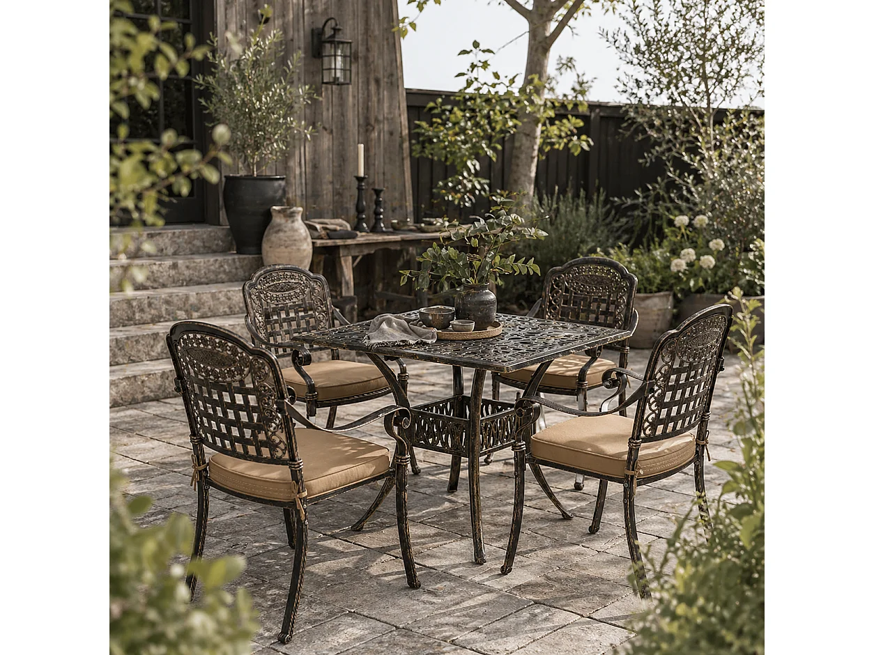 Monake 4 Seater Bronze Cast Aluminium Outdoor Dining Set
