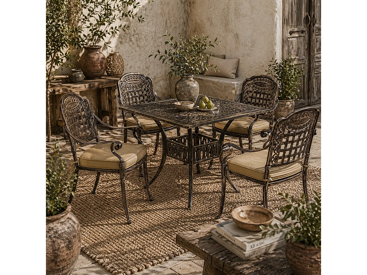Monake 4 Seater Bronze Cast Aluminium Outdoor Dining Set