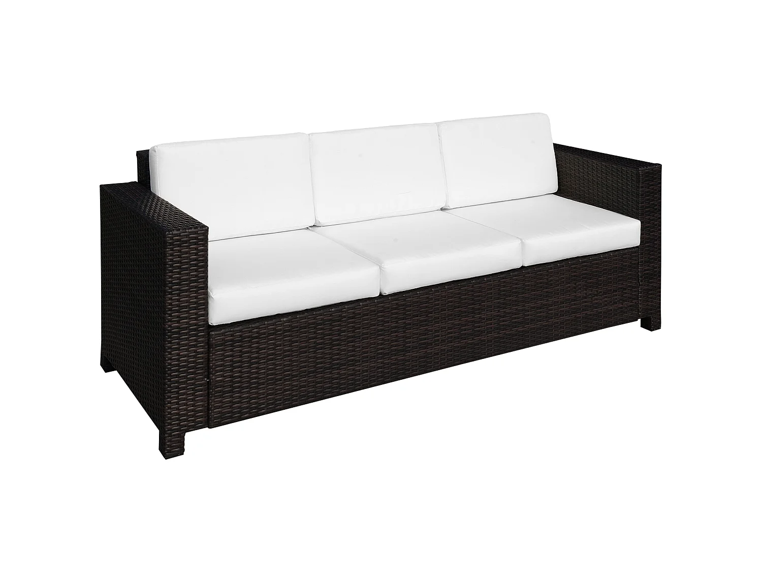 Sediri Brown PE Rattan 3 Seater Garden Sofa with Cream Cushions