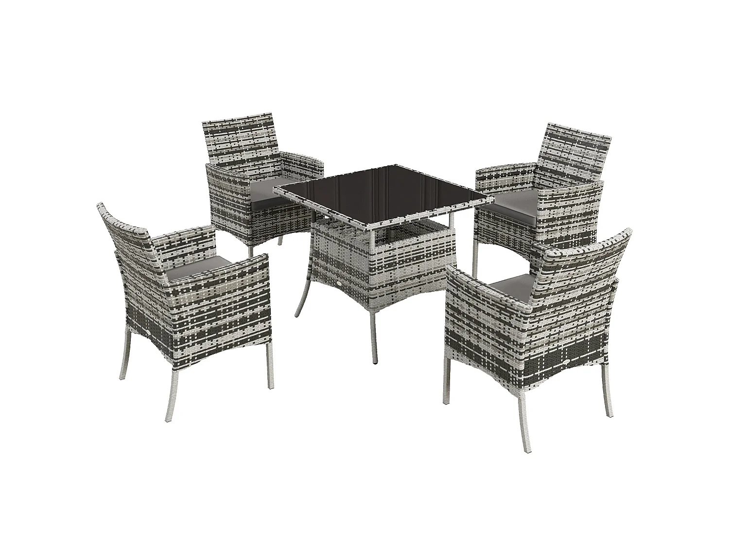 Hayosa Yoka Mixed Grey 4 Seater Rattan Garden Dining Set with Cushions