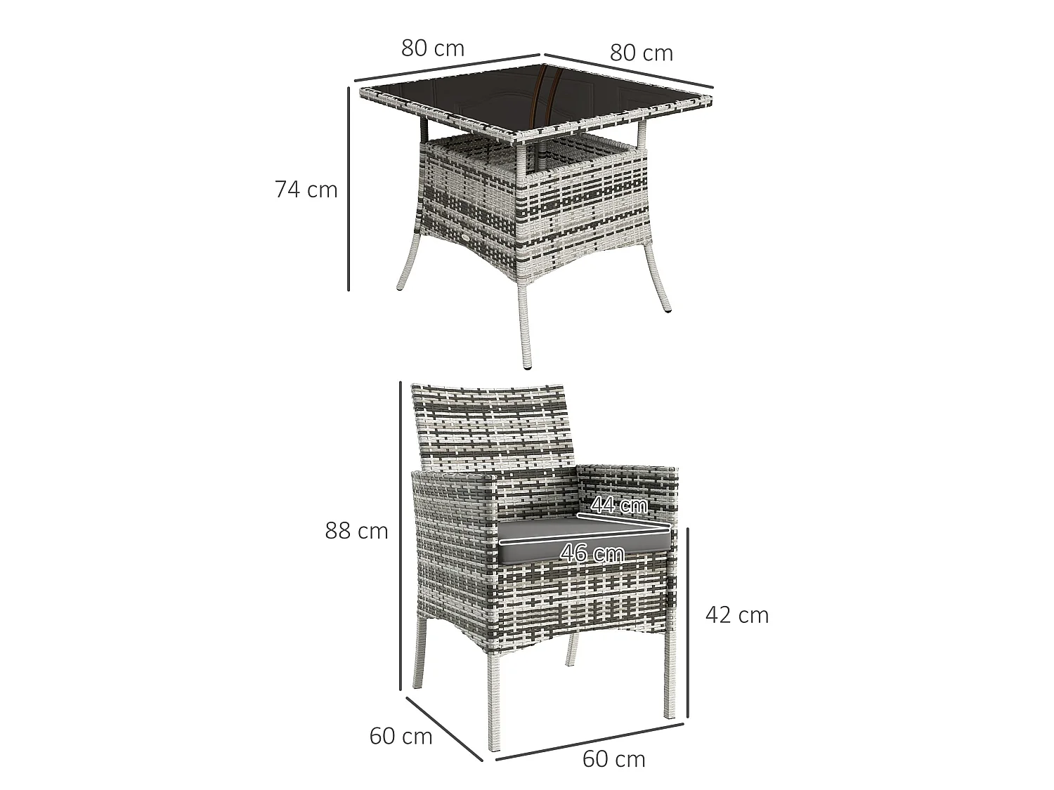 Hayosa Yoka Mixed Grey 4 Seater Rattan Garden Dining Set with Cushions