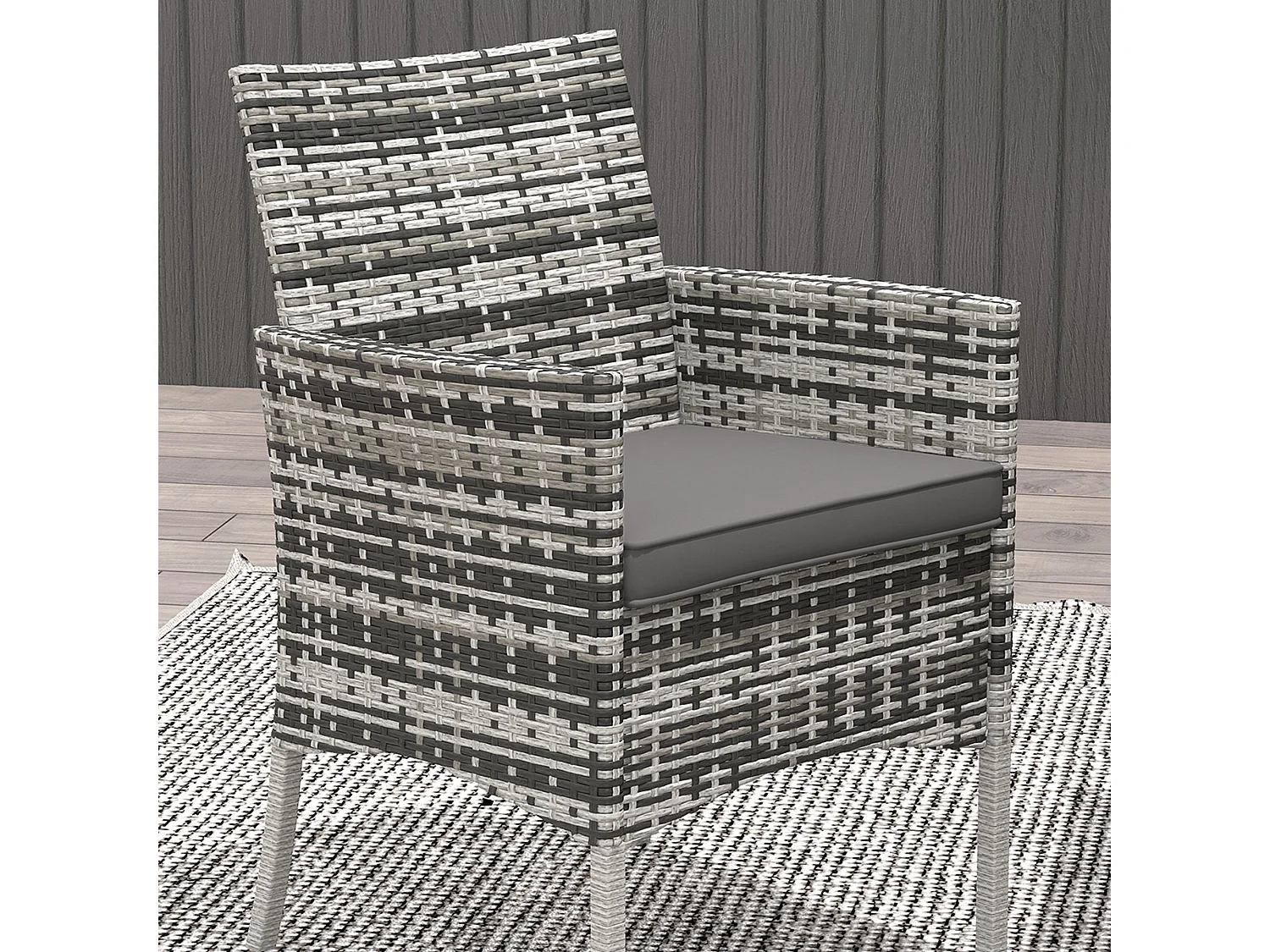 Hayosa Yoka Mixed Grey 4 Seater Rattan Garden Dining Set with Cushions