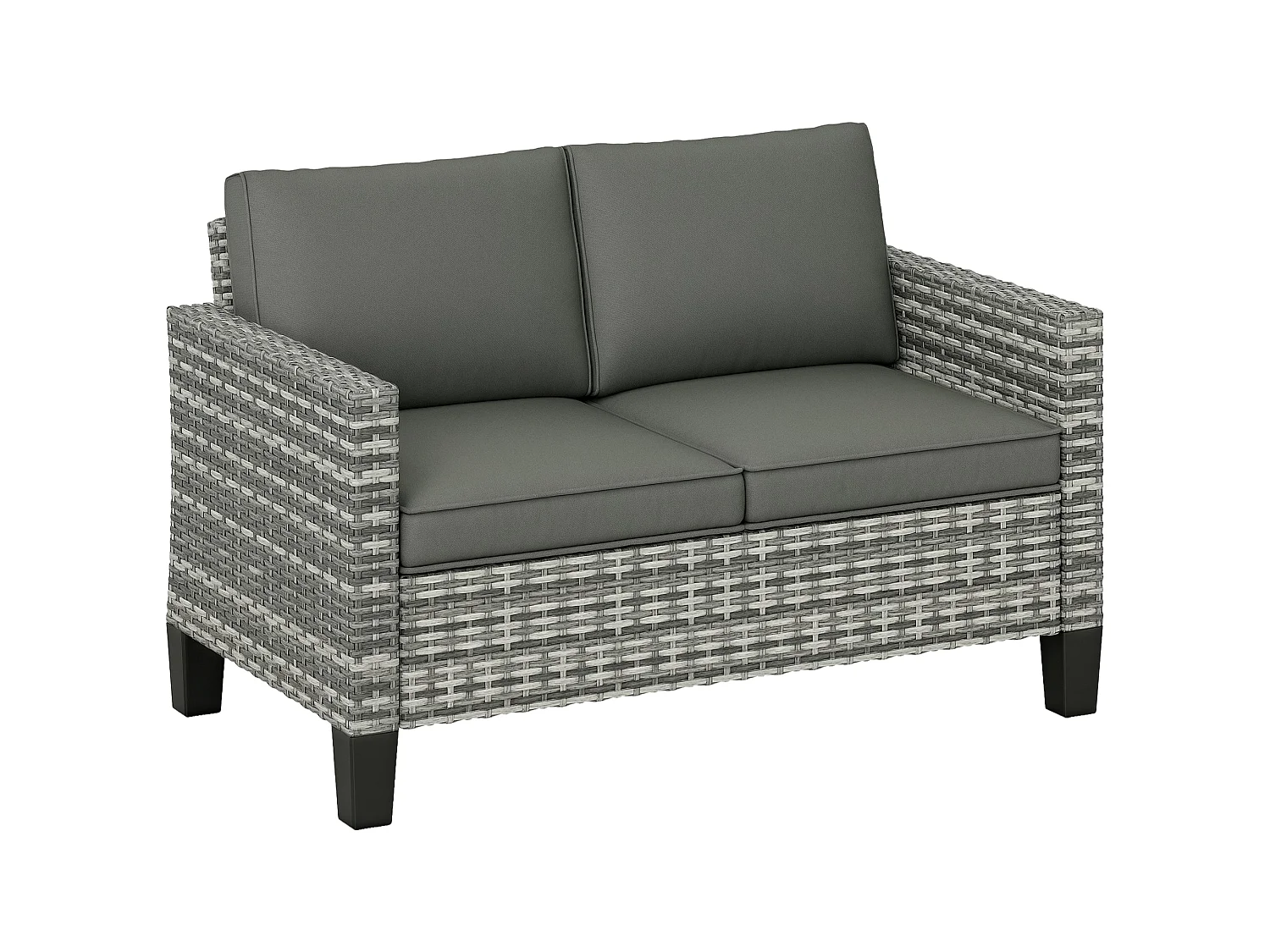 Kalazi 2 Seater Rattan Outdoor Sofa Light Grey with Cushions
